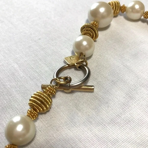 Anne Klein gold and pearl necklace and bracelet set - Picture 5 of 5